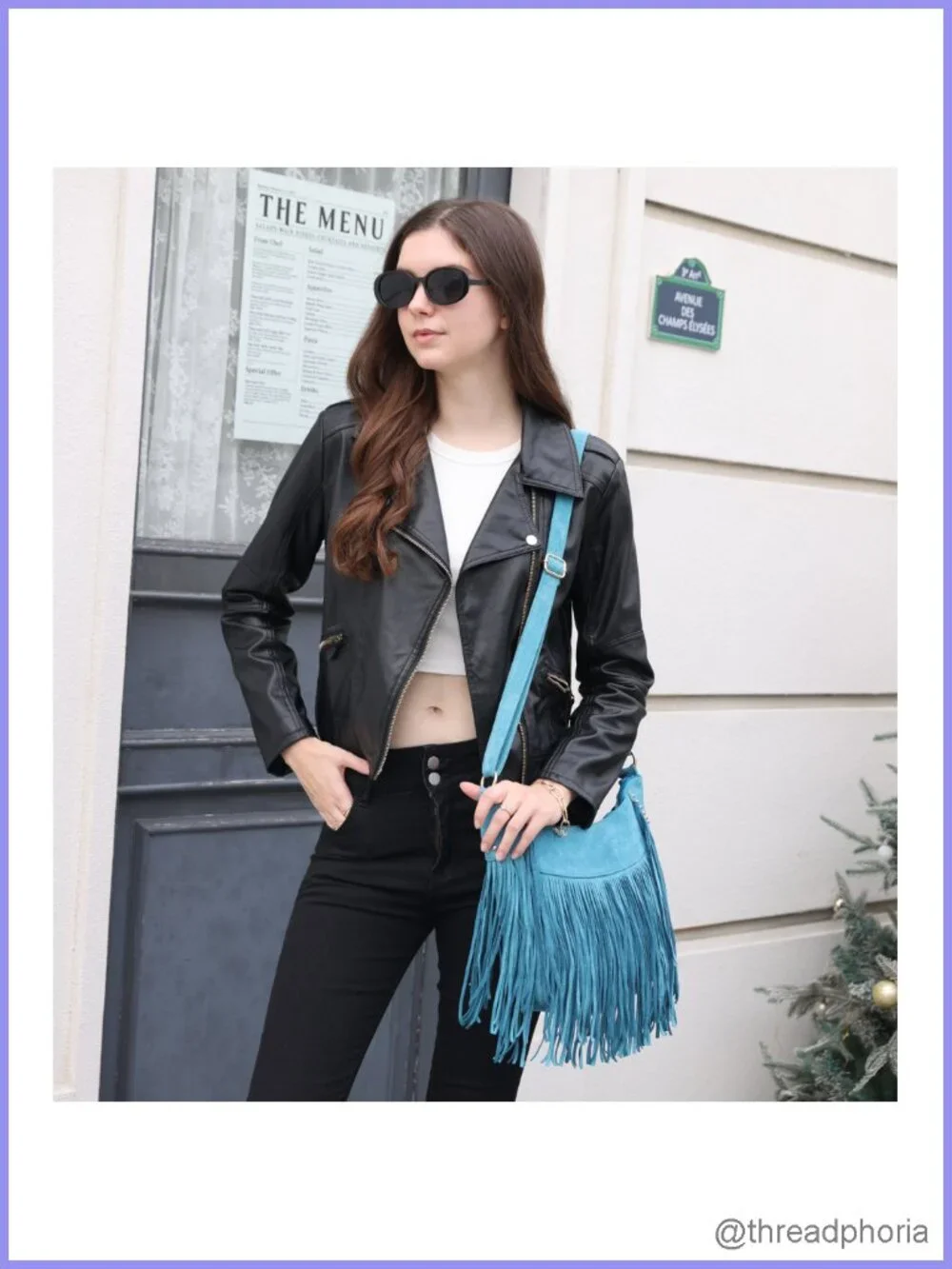 Vegan Suede Fringe Hobo Crossbody Bag with Zipper Pockets